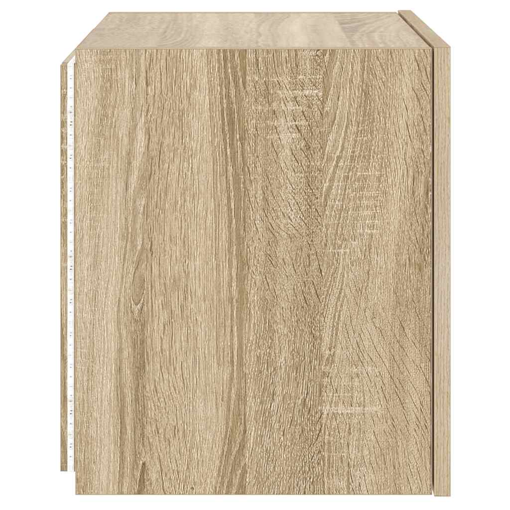 TV Wall Cabinet with LED Lights Sonoma Oak 40.5x35x40 cm