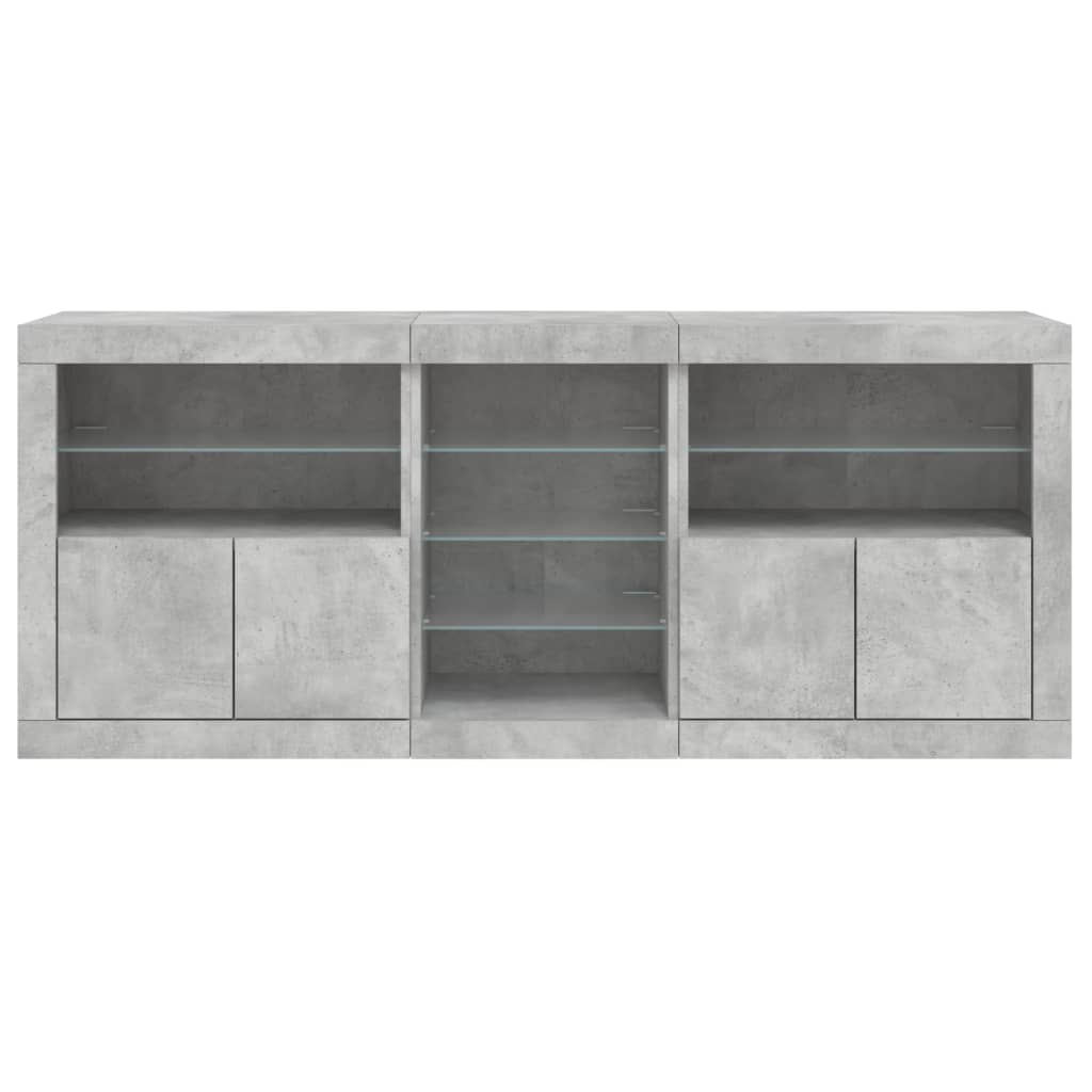Sideboard with LED Lights Concrete Grey 181.5x37x67 cm