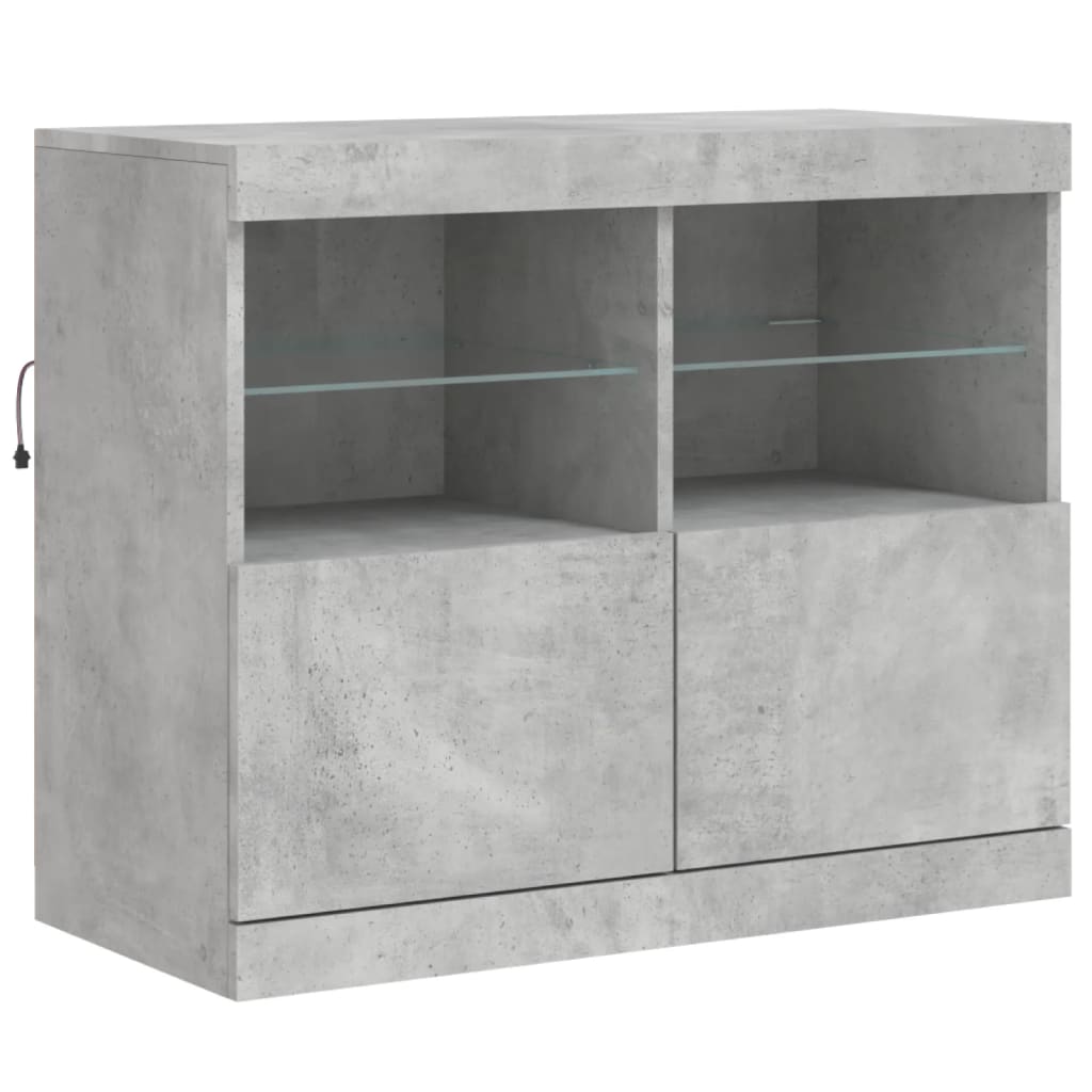 Sideboard with LED Lights Concrete Grey 163x37x67 cm