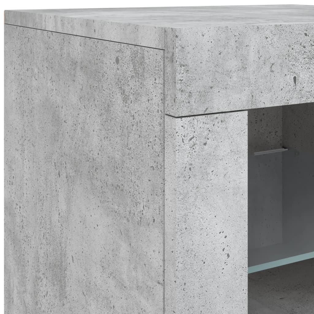 Sideboard with LED Lights Concrete Grey 163x37x67 cm