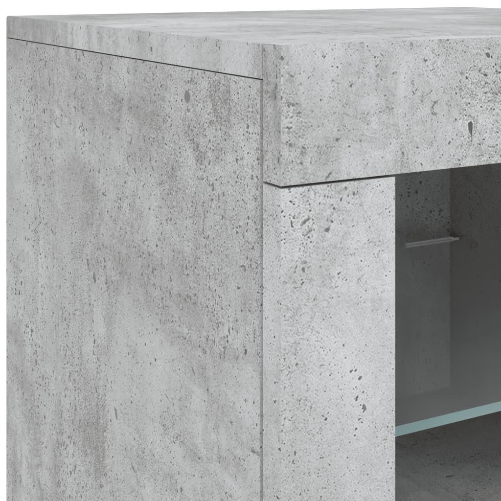 Sideboard with LED Lights Concrete Grey 142.5x37x67 cm