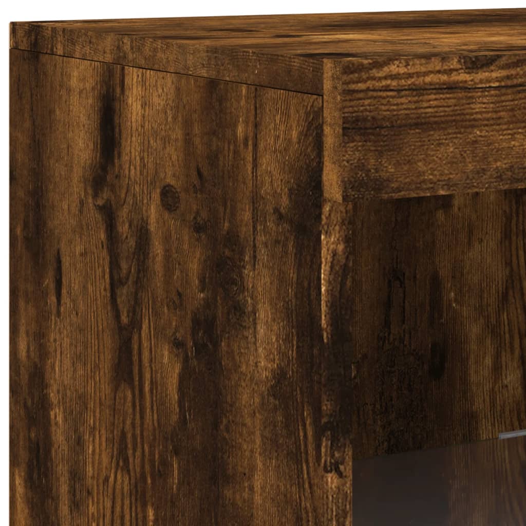 Sideboards with LED Lights 3 pcs Smoked Oak Engineered Wood