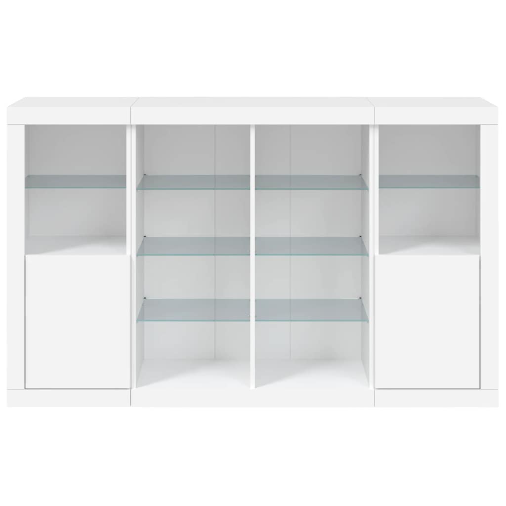 Sideboards with LED Lights 3 pcs White Engineered Wood