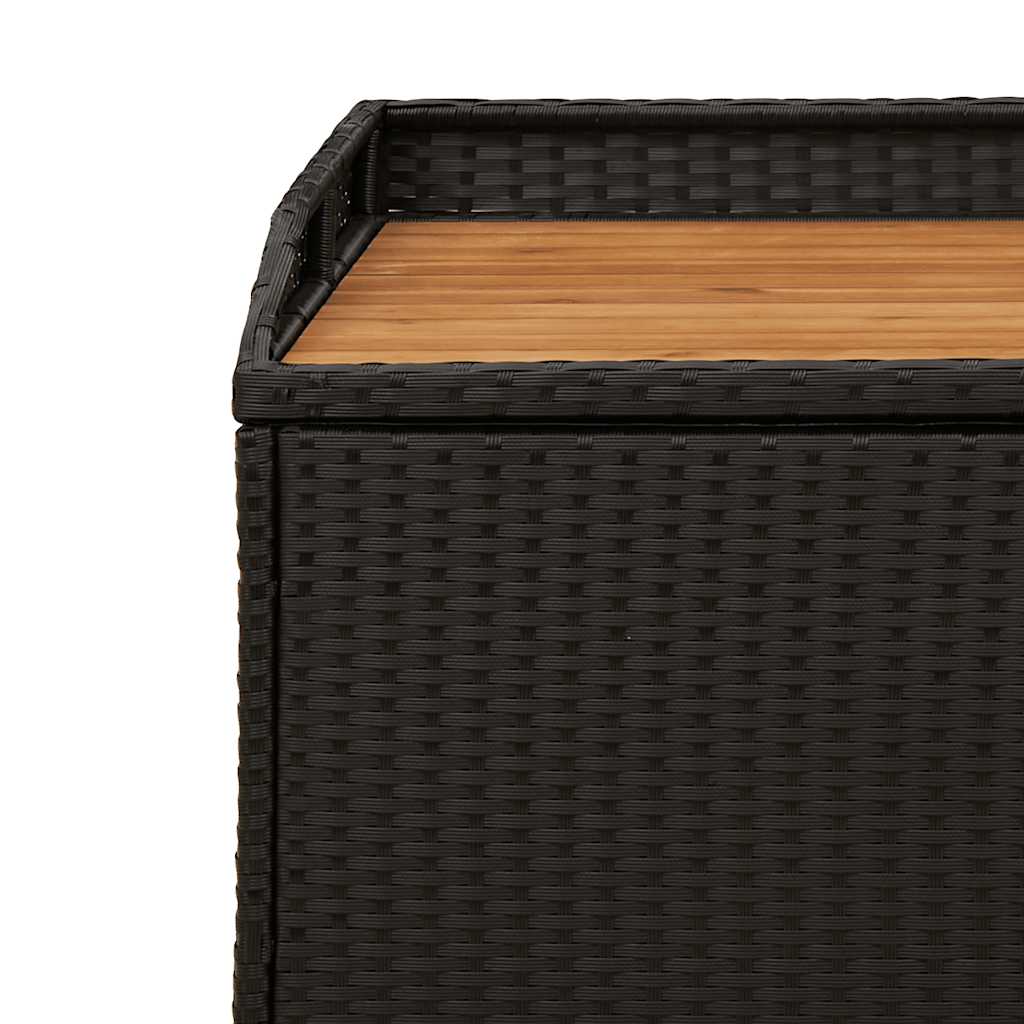 Storage Bench Black 100x50x52 cm Poly Rattan and Acacia Wood