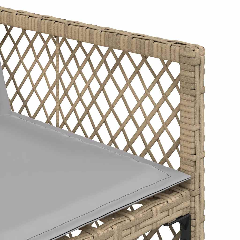 5 Piece Garden Dining Set with Cushions Beige Poly Rattan