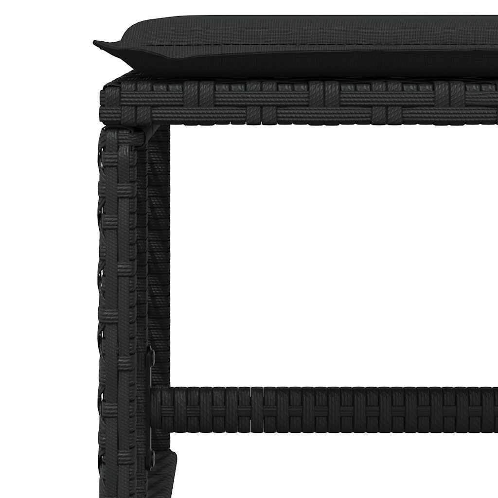 9 Piece Garden Dining Set with Cushions Black Poly Rattan