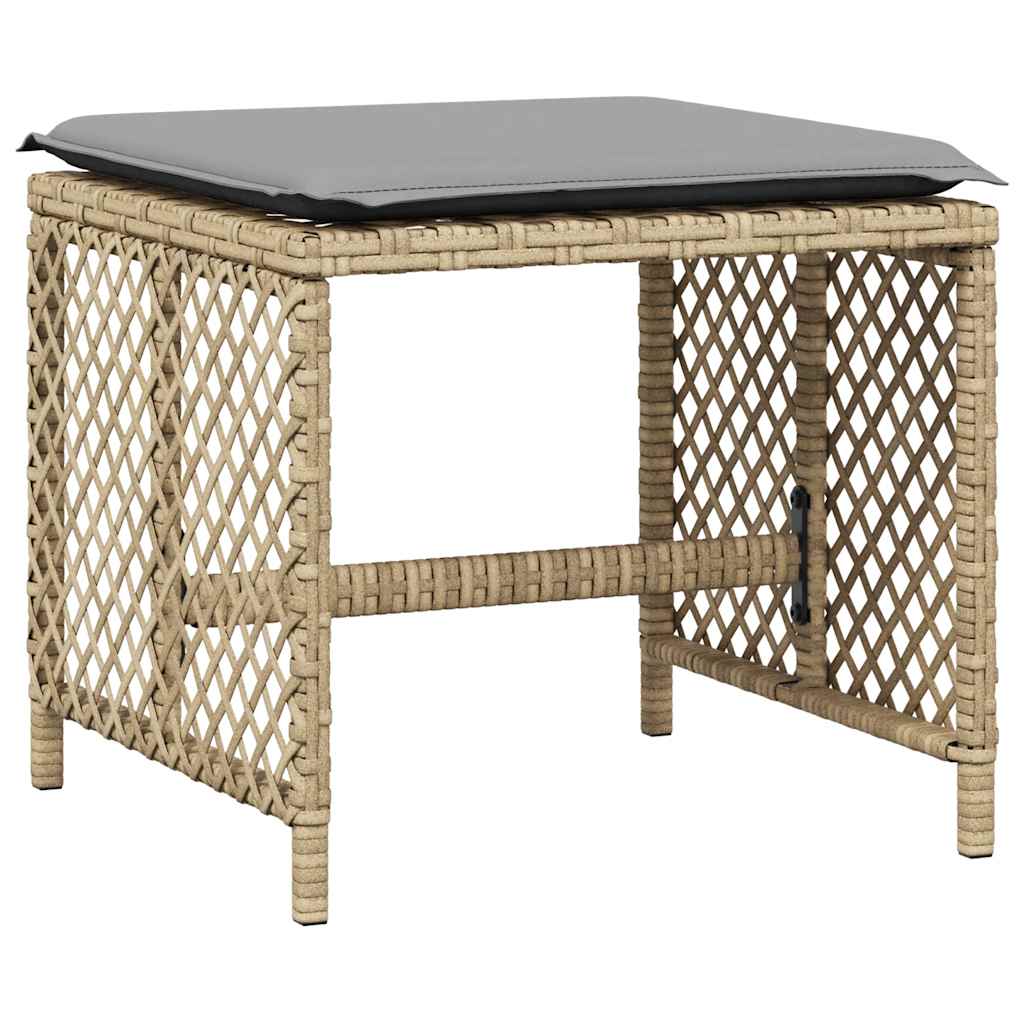 17 Piece Garden Dining Set with Cushions Beige Poly Rattan