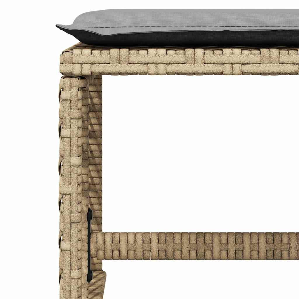 17 Piece Garden Dining Set with Cushions Beige Poly Rattan