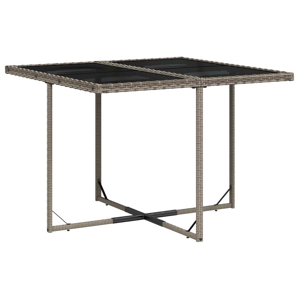 7 Piece Garden Dining Set with Cushions Grey Poly Rattan
