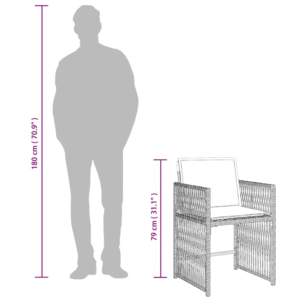 17 Piece Garden Dining Set with Cushions Light Grey Poly Rattan