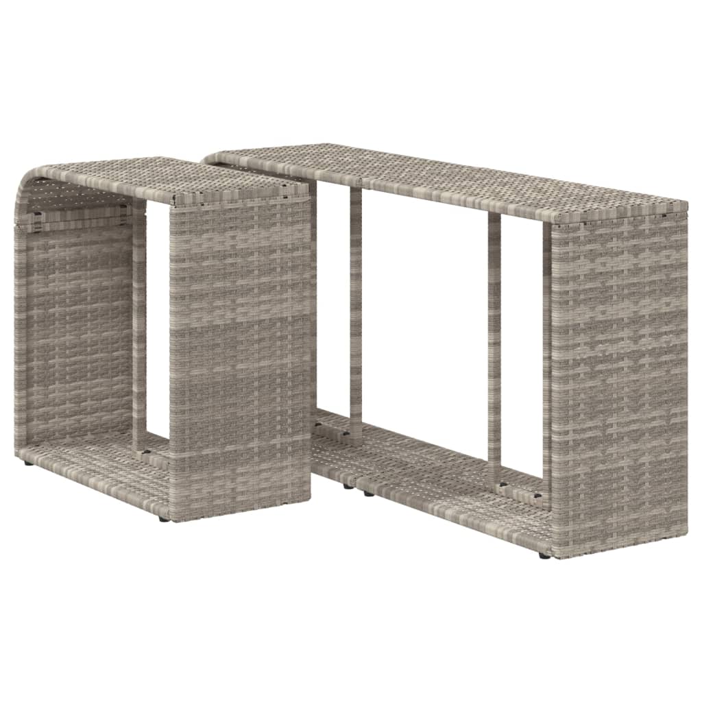 Storage Shelves 2 pcs Light Grey Poly Rattan