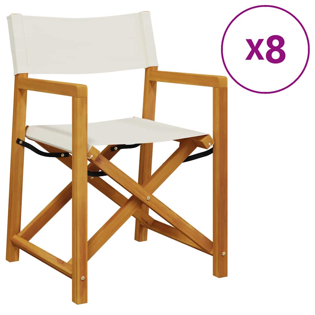 8 Piece Folding Chairs Cream White Fabric