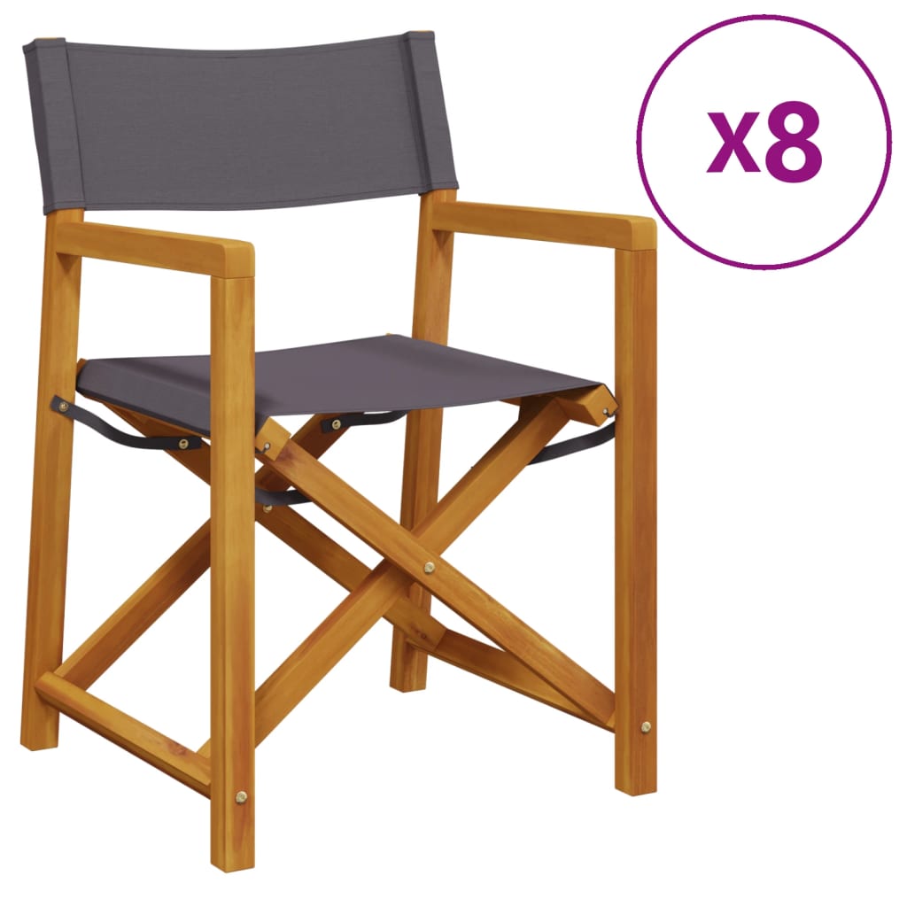 8 Piece Folding Chairs Dark Grey Fabric
