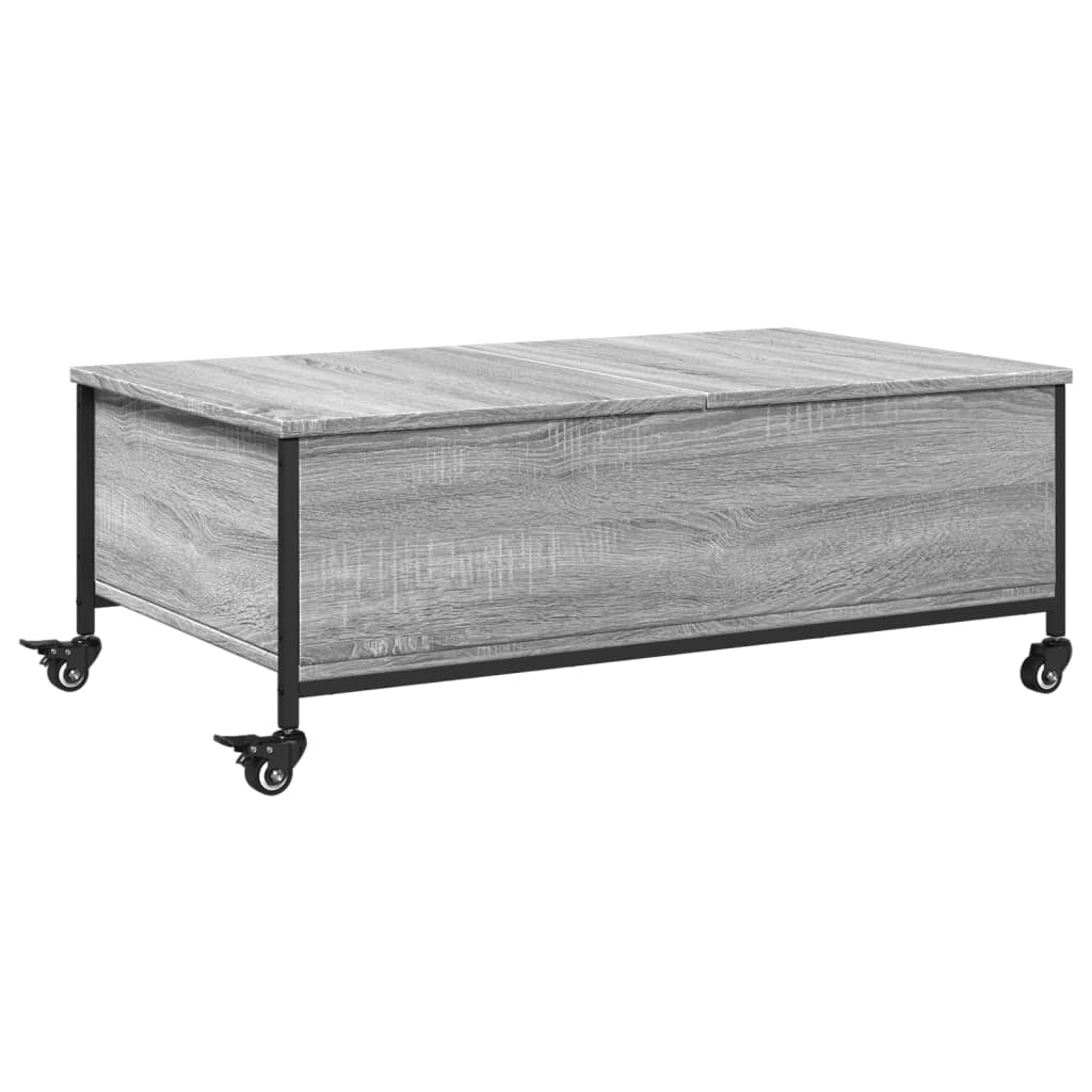 Coffee Table with Wheels Grey Sonoma 91x55x34 cm Engineered Wood