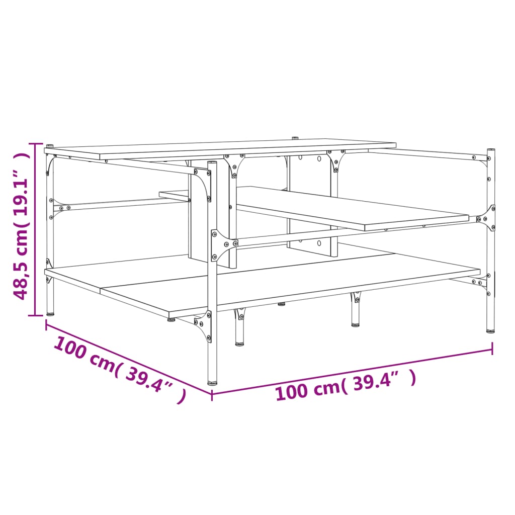 Coffee Table Grey Sonoma 100x100x48,5 cm Engineered Wood