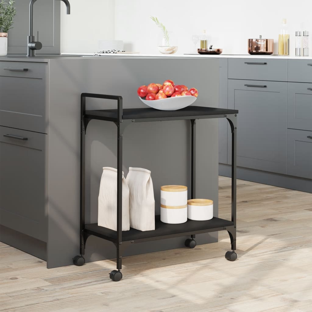 Kitchen Trolley Black 60.5x31x72.5 cm Engineered Wood