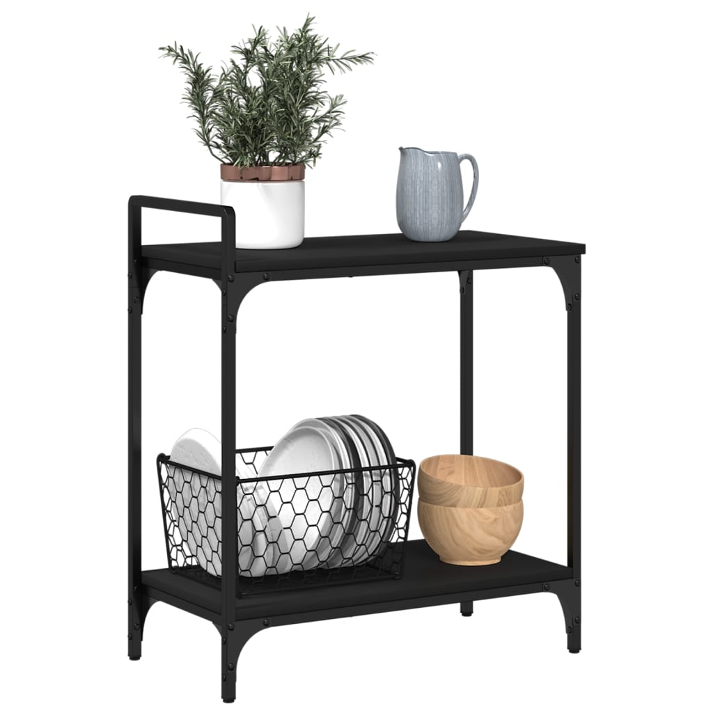 Kitchen Trolley Black 60.5x31x72.5 cm Engineered Wood