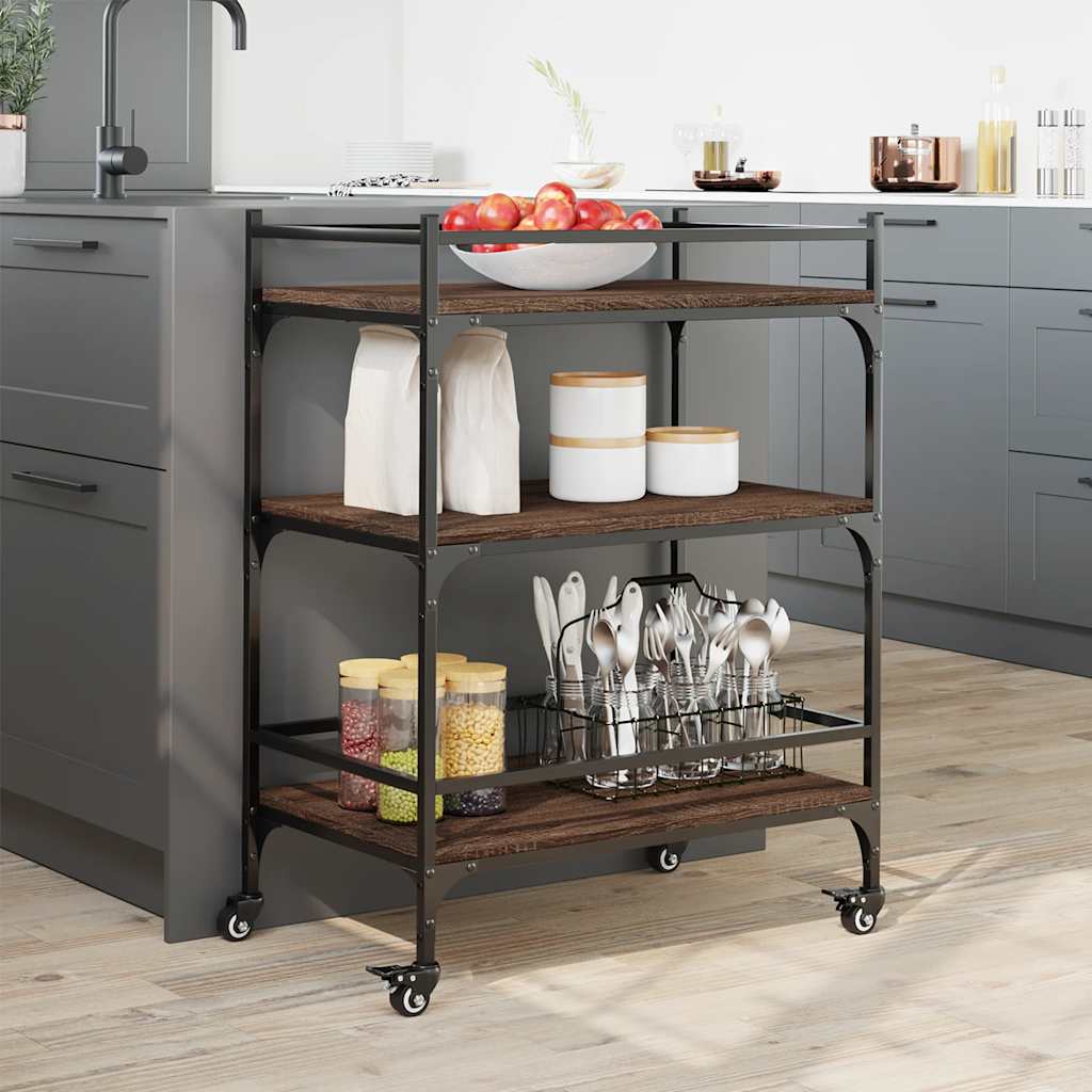 Kitchen Trolley Brown Oak 65x40x86.5 cm Engineered Wood