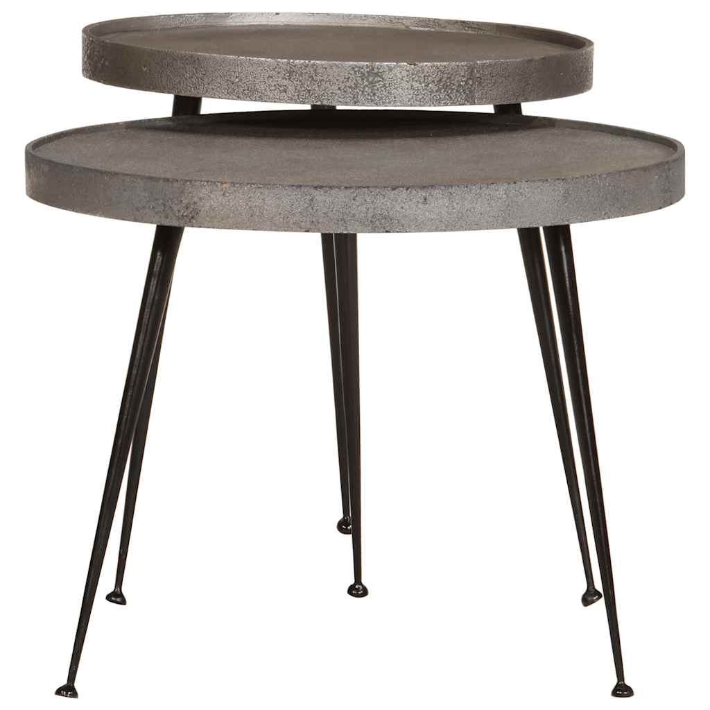 Coffee Table 2 pcs Silver Engineered Wood