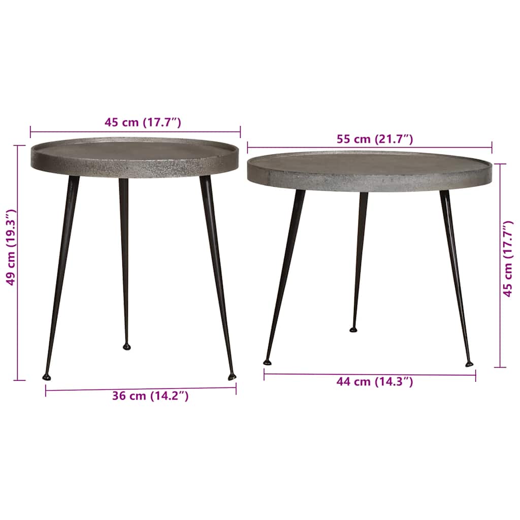 Coffee Table 2 pcs Silver Engineered Wood