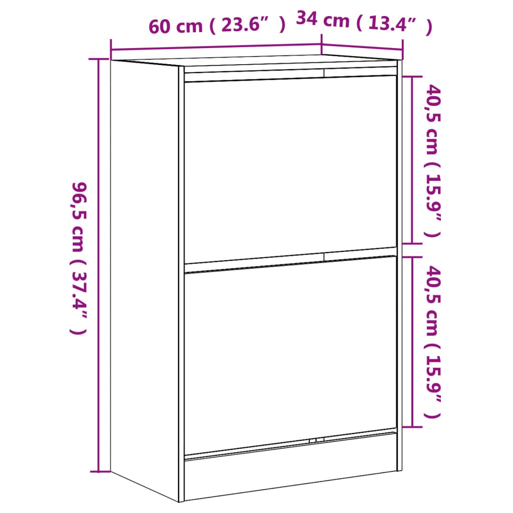 Shoe Cabinet White 60x34x96.5 cm Engineered Wood