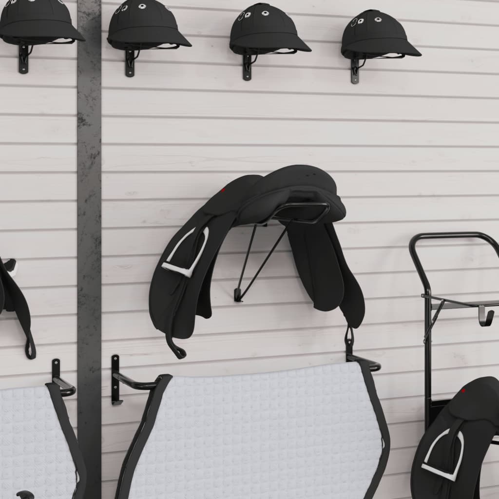 Foldable Saddle Rack Wall Mounted Black Iron