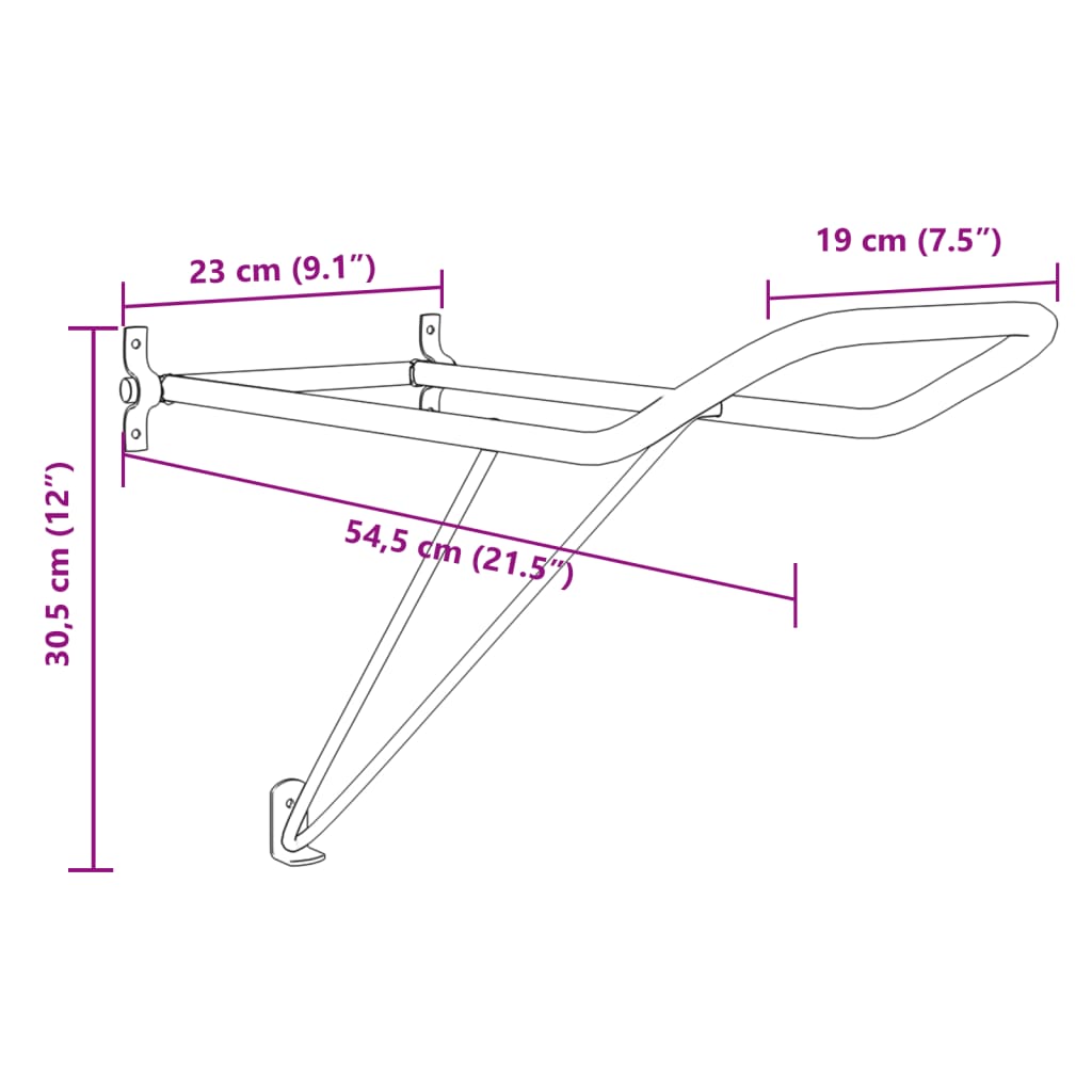 Foldable Saddle Rack Wall Mounted Black Iron