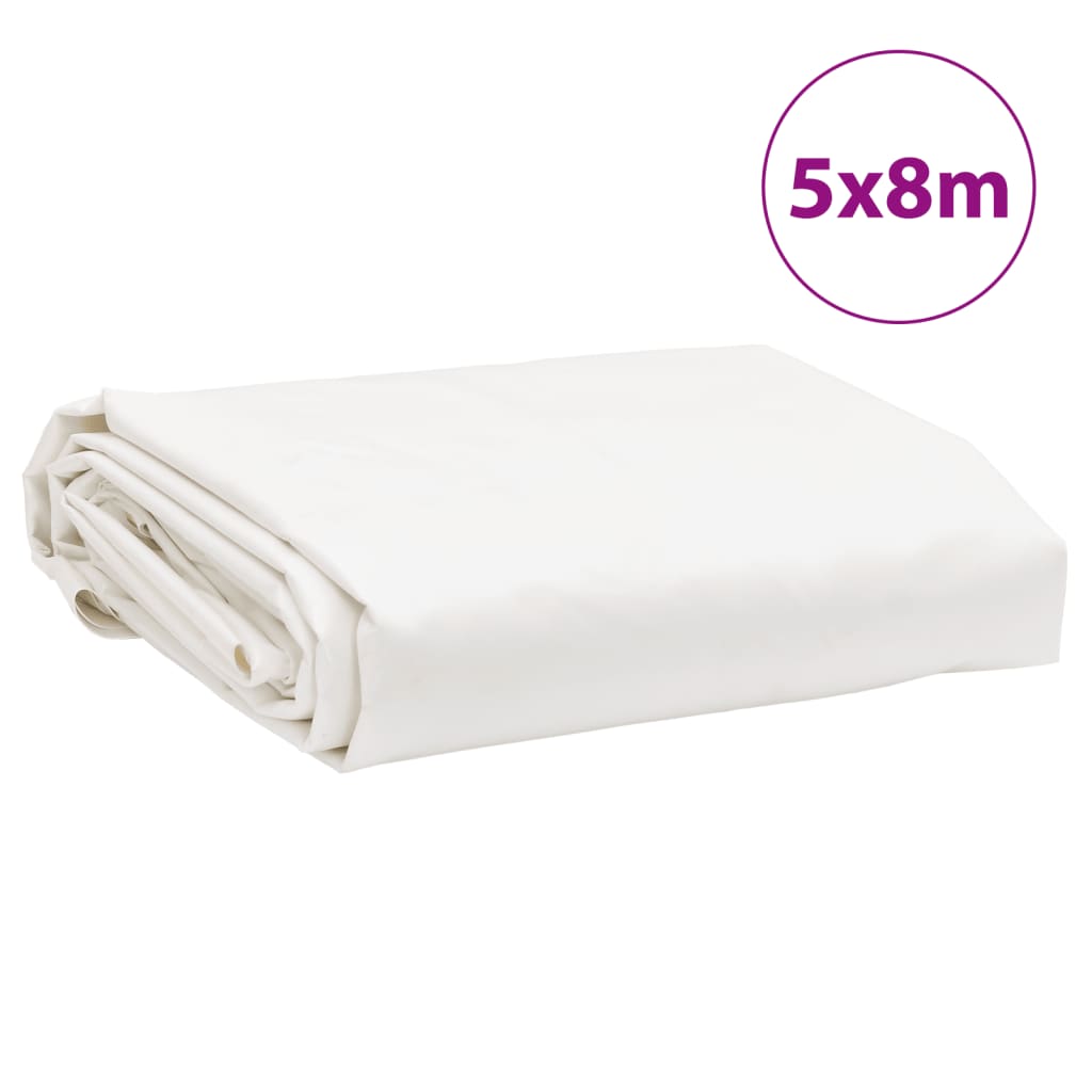 Tarpaulin 650g / m² White 5 x 8 m Canvas with PVC Coating