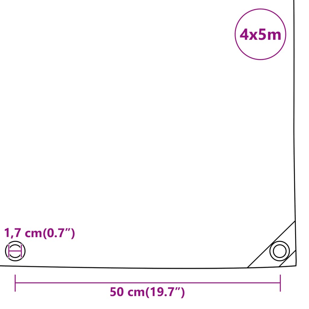 Tarpaulin 650g / m² Anthracite 4 x 5 m Canvas with PVC Coating
