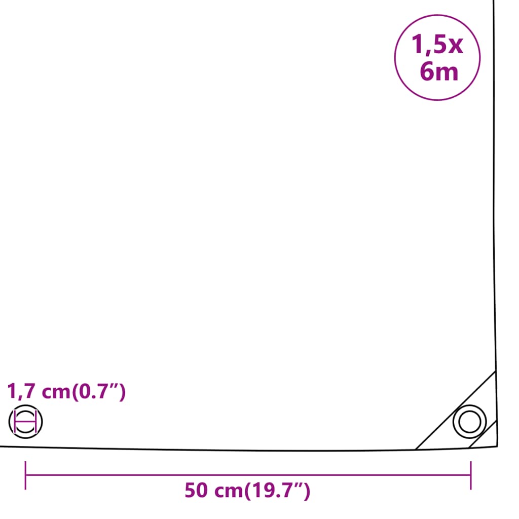Tarpaulin 650g / m² Anthracite 1.5 x 6 m Canvas with PVC Coating
