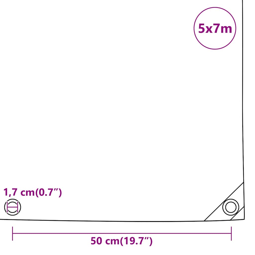 Tarpaulin 650g / m² Anthracite 5 x 7 m Canvas with PVC Coating