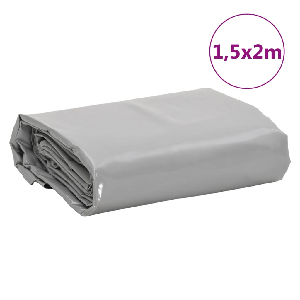 Tarpaulin 650g / m² Grey 1.5 x 2 m Canvas with PVC Coating