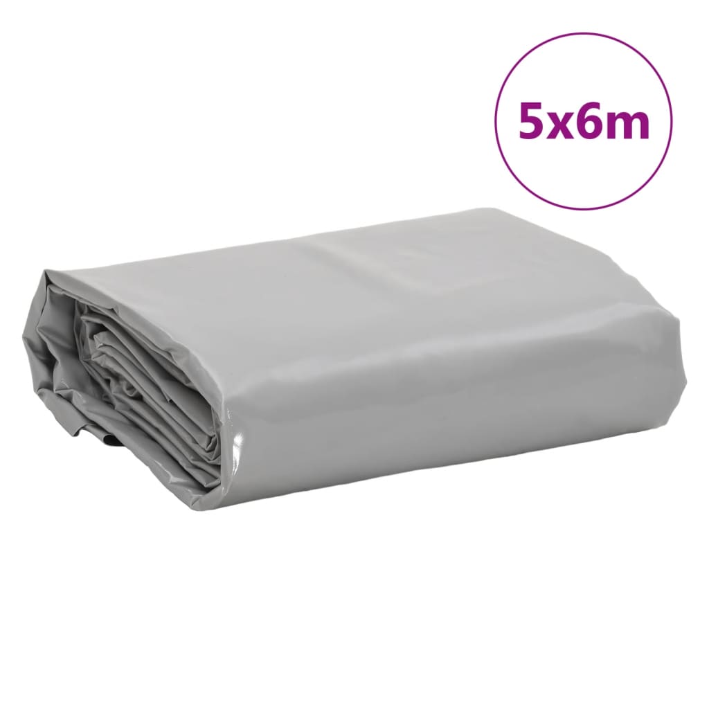 Tarpaulin 650g / m² Grey 5 x 6 m Canvas with PVC Coating