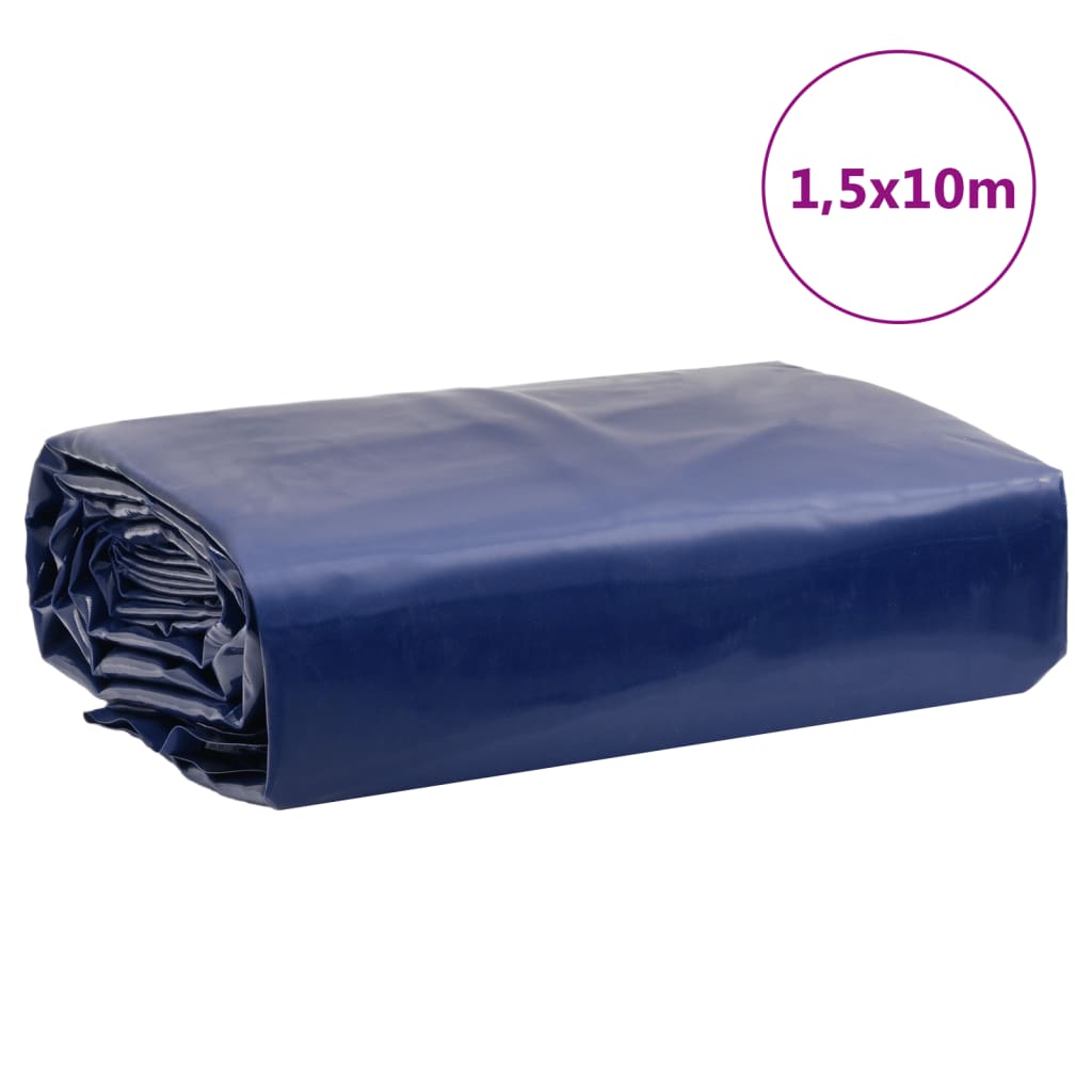 Tarpaulin 650g / m² Blue 1.5 x 10 m Canvas with PVC Coating
