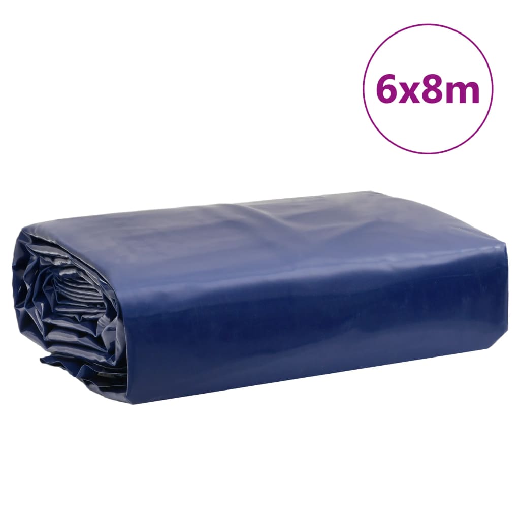 Tarpaulin 650g / m² Blue 6 x 8 m Canvas with PVC Coating