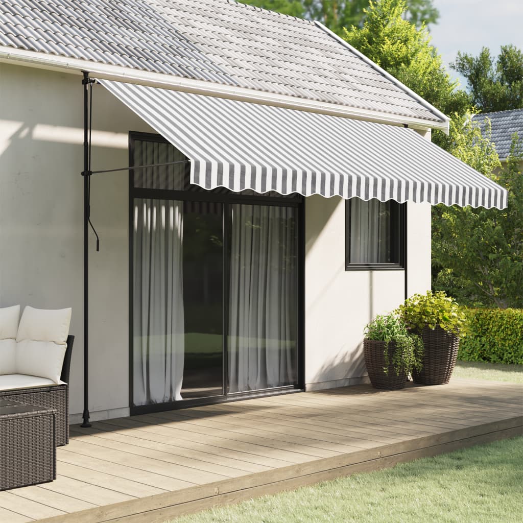 Awning Valance Replacement Anthracite and White Stripe 380x20 cm