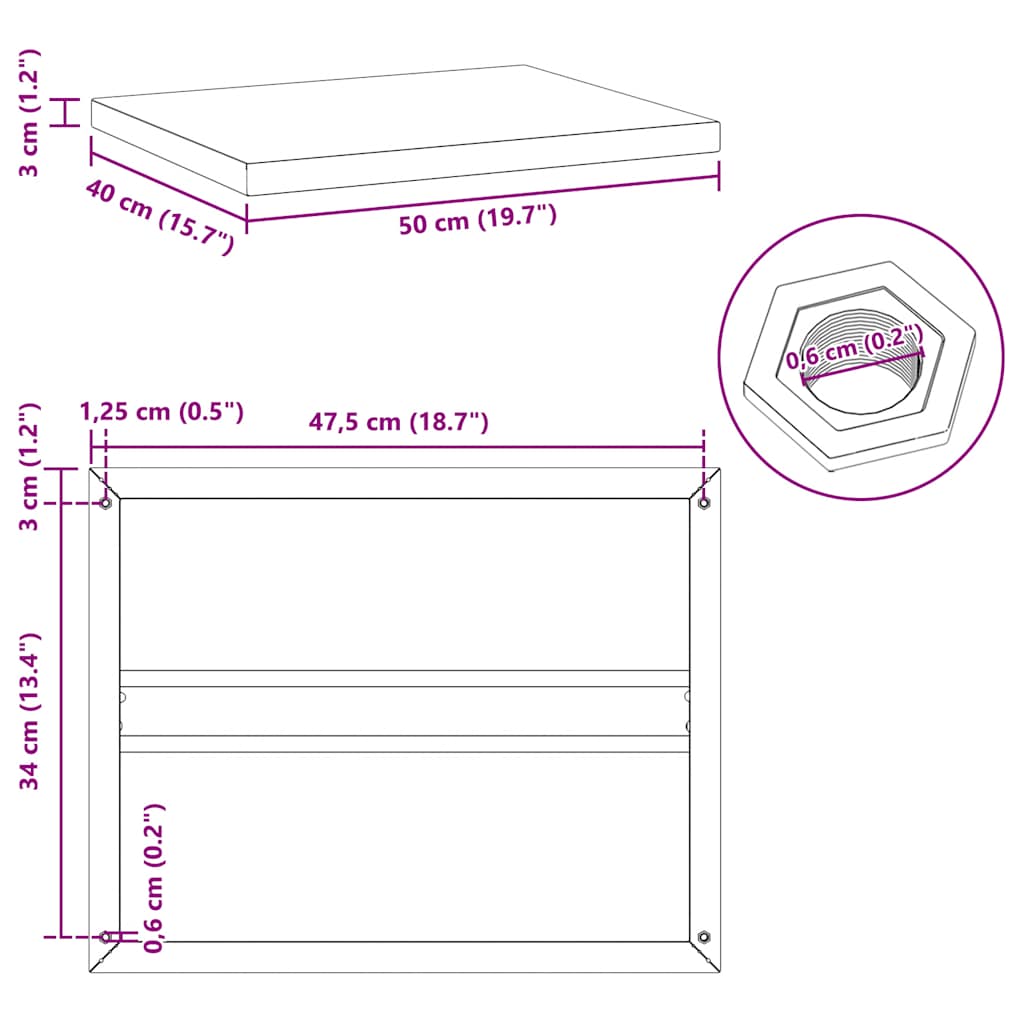 Wall Shelves 2 pcs 50x40 cm Black Stainless Steel