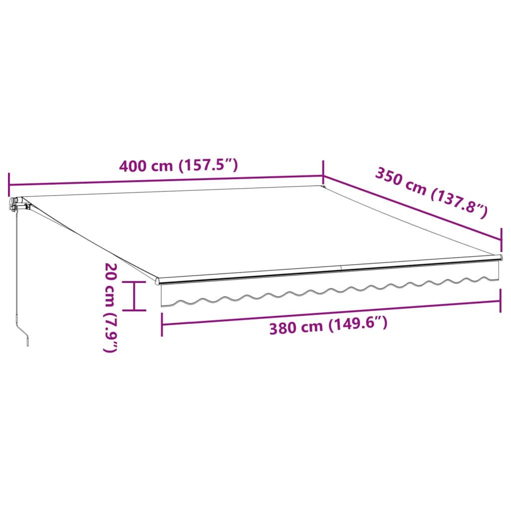 Manual Awning 4 x 3.5 m Burgundy 100% Polyester