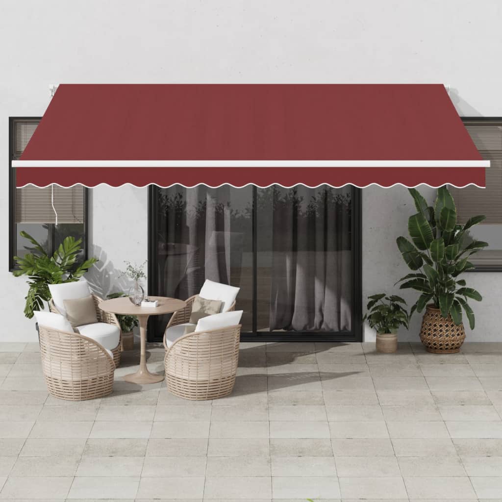 Retractable Awning Burgundy 450 x 350 cm Fabric and Aluminium