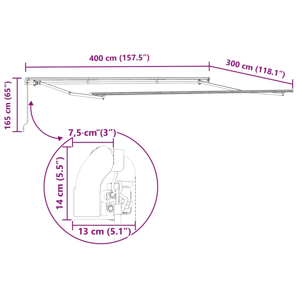 Manual Retractable Awning Burgundy 400x300 cm