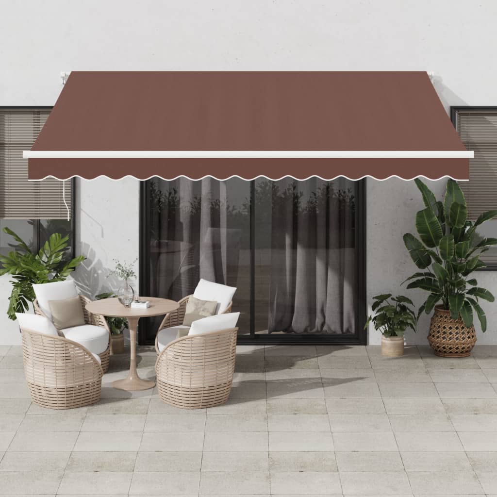Retractable Awning Brown 400 x 350 cm Fabric and Aluminium