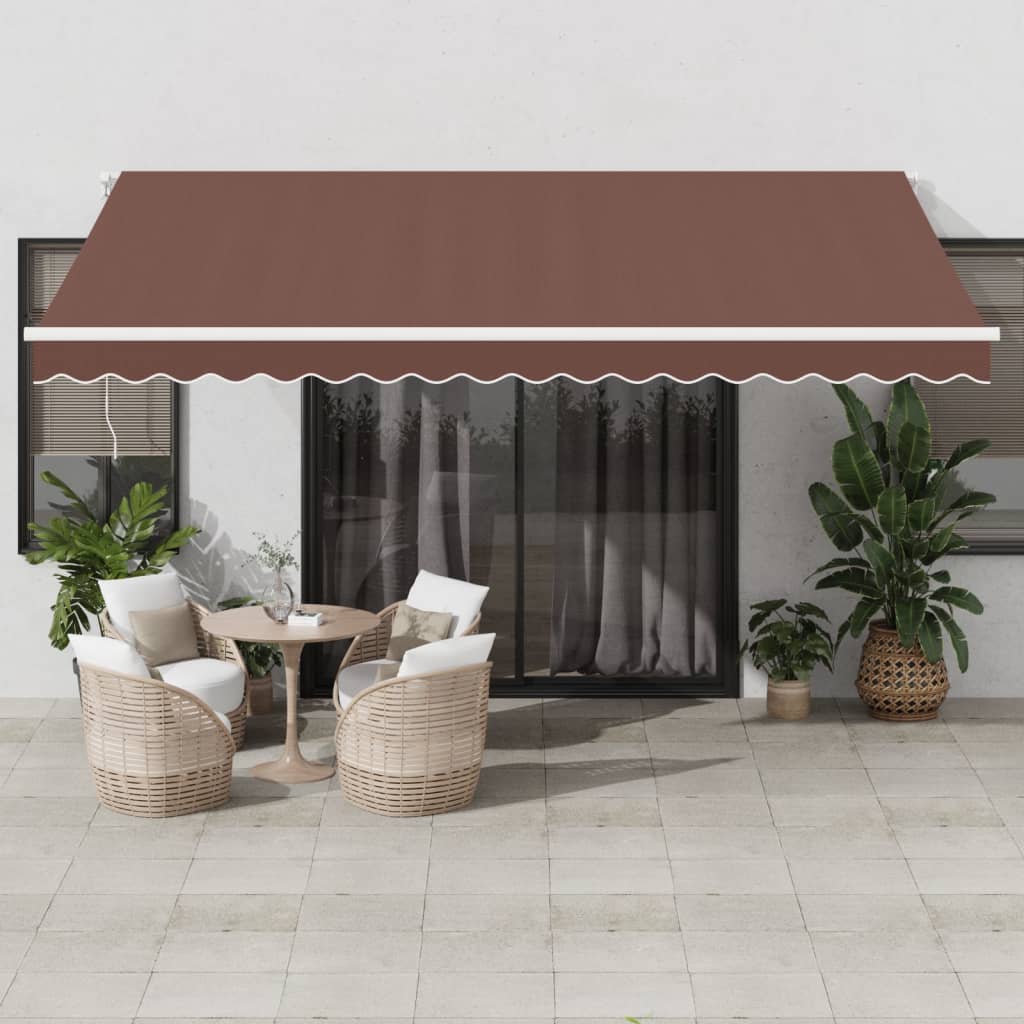 Retractable Awning Brown 450 x 350 cm Polyester and Aluminium