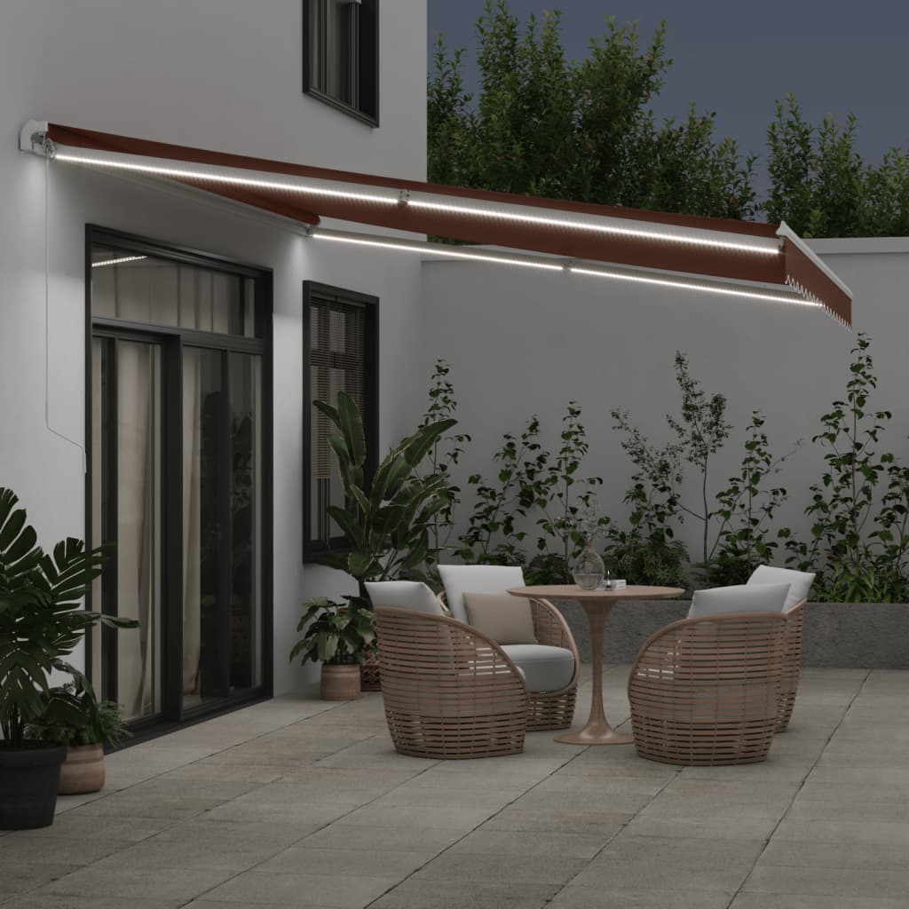 Retractable Awning Brown 450 x 350 cm Fabric and Aluminium
