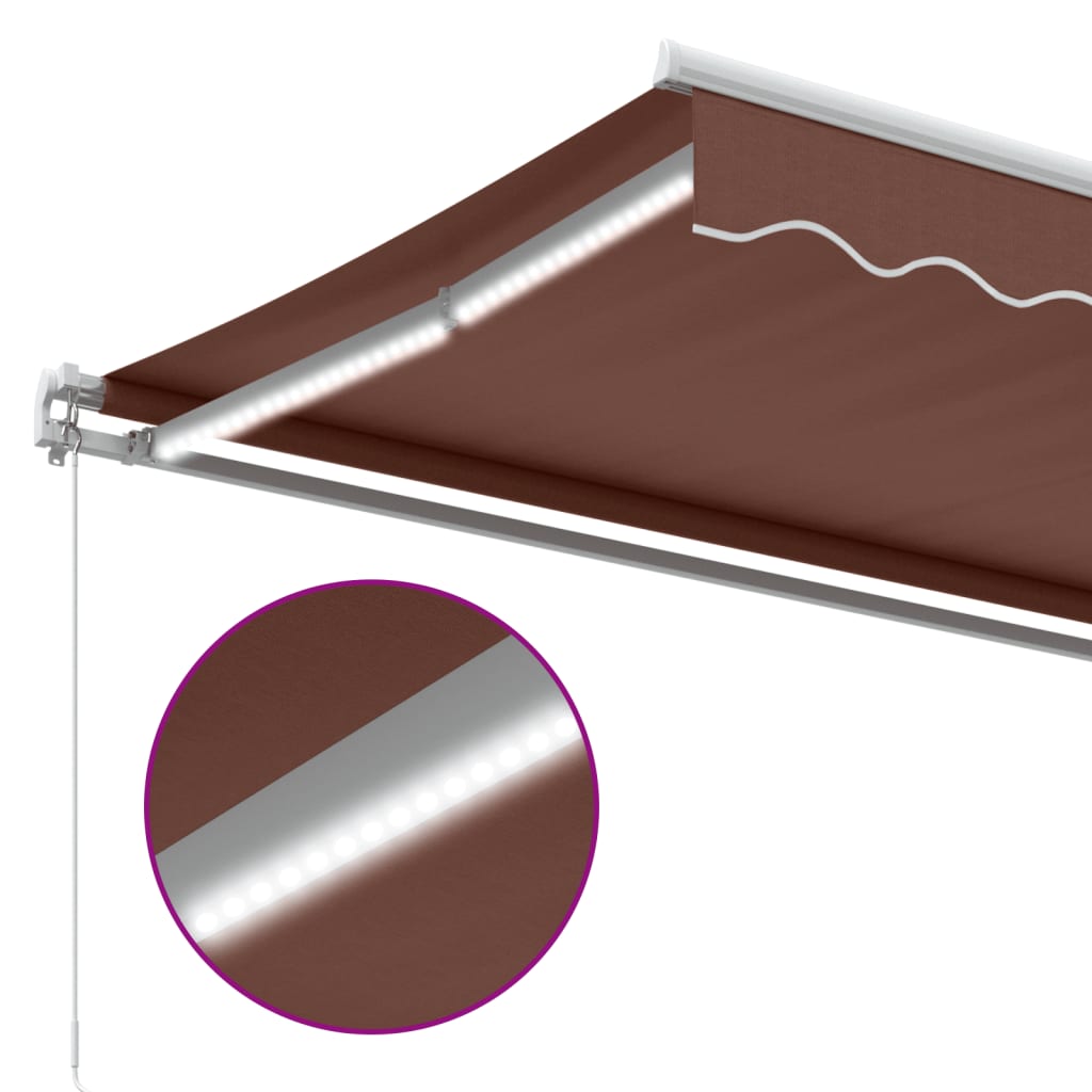 Retractable Awning Brown 500 x 350 cm Fabric and Aluminium