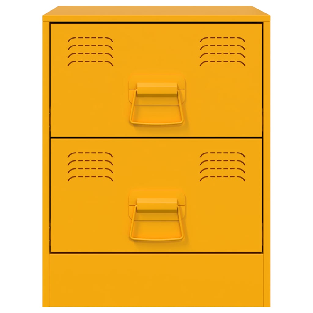 Bedside Cabinets 2 pcs Yellow 34.5x39x44 cm Steel
