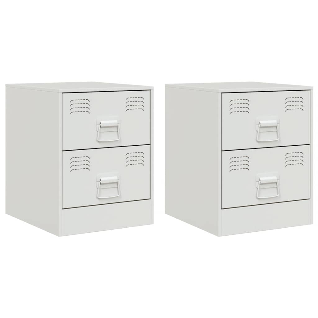 Bedside Cabinets 2 pcs White 34,5x39x44 cm Steel