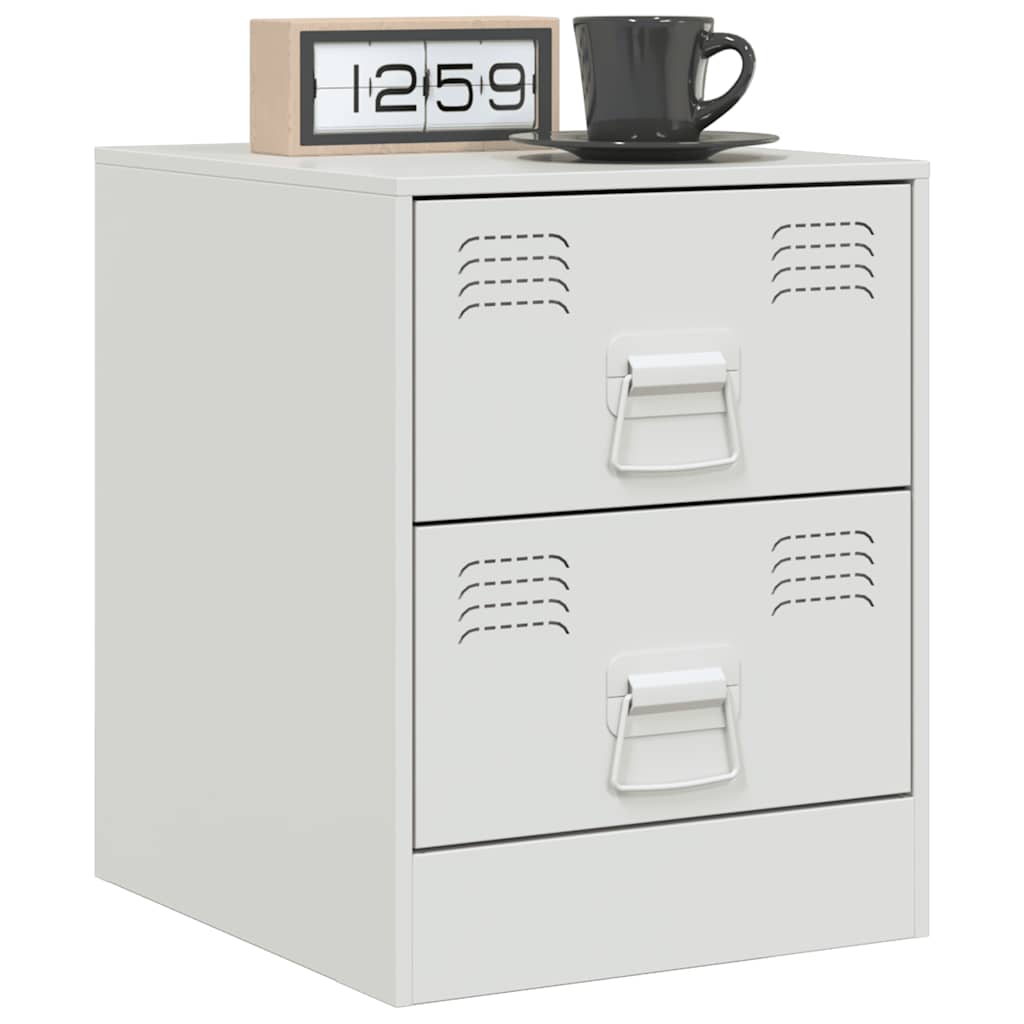 Bedside Cabinets 2 pcs White 34,5x39x44 cm Steel