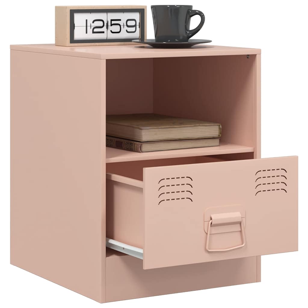 Bedside Cabinet | Set of 2 | Pink | Cold-rolled steel | 34.5 x 39 x 44 cm