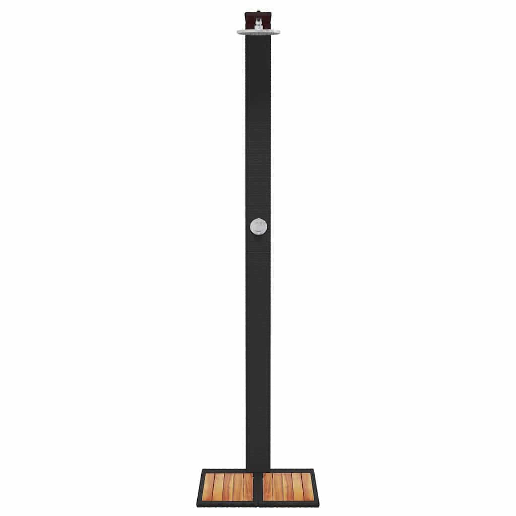 Outdoor Shower Black 50x55x224 cm Poly Rattan and Acacia Wood