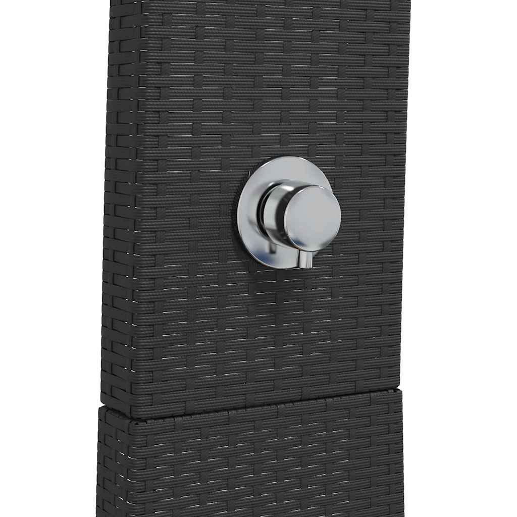 Outdoor Shower Black 55x60x224 cm Poly Rattan and Acacia Wood